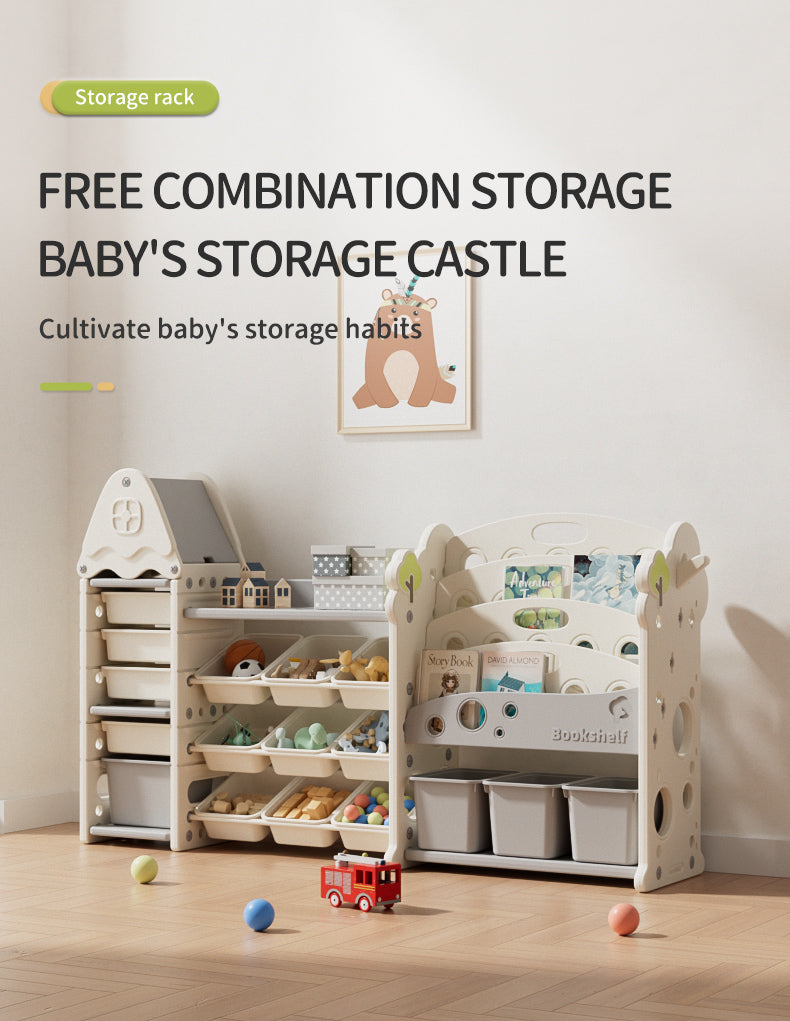 Three-Column Treehouse-Themed Kids Storage Rack – Multi-Layer Toy and Book Organizer