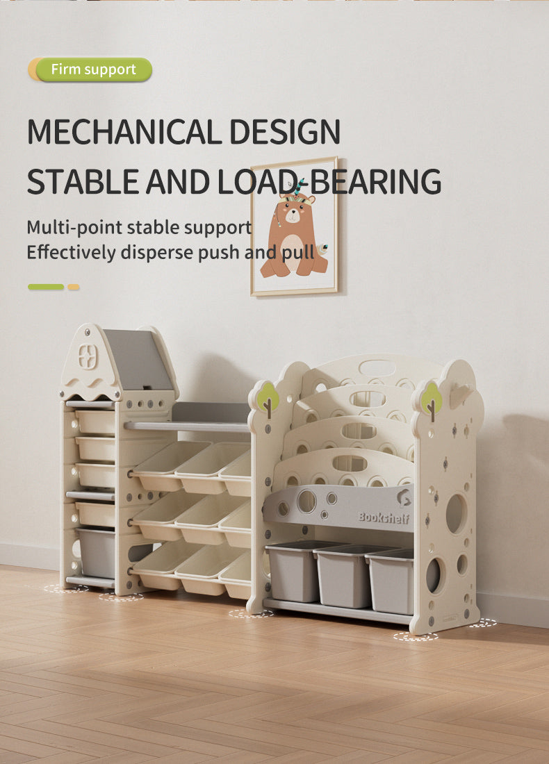 Three-Column Treehouse-Themed Kids Storage Rack – Multi-Layer Toy and Book Organizer