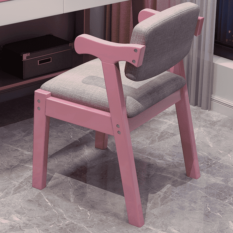 Solid Timber Z Shape Chair /Rubberwood/Cotton and Linen/Pink