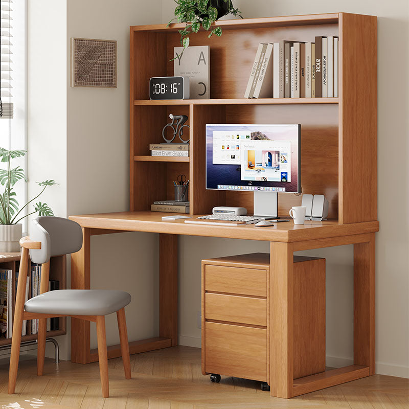Maddie Solid Timber Study Desk with Bookshelf and Movable Side Cabinet