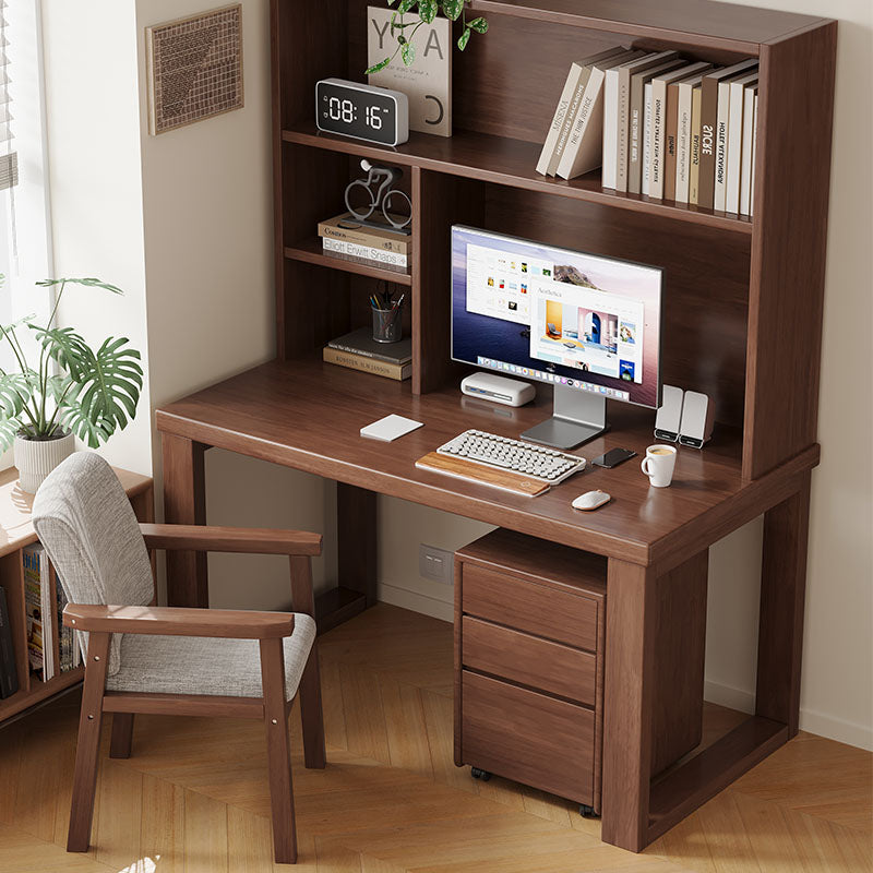 Maddie Solid Timber Study Desk with Bookshelf and Movable Side Cabinet