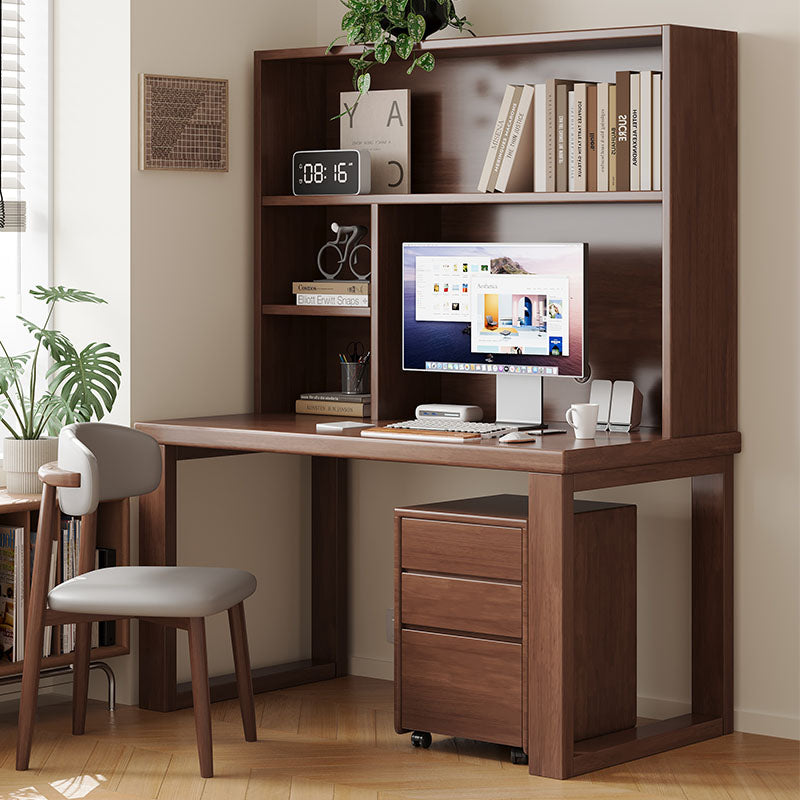Maddie Solid Timber Study Desk with Bookshelf and Movable Side Cabinet