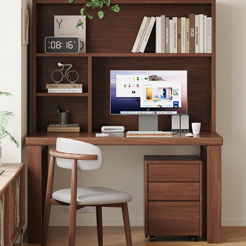 Maddie Solid Timber Study Desk with Bookshelf and Movable Side Cabinet
