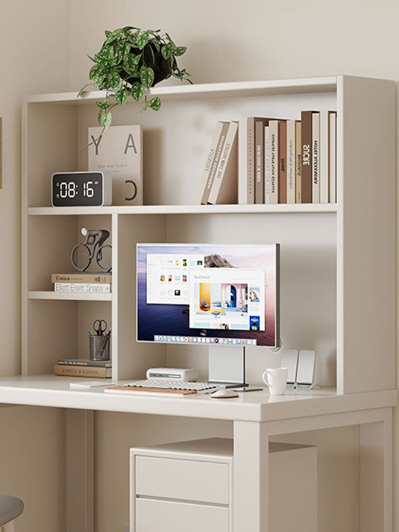 Maddie Solid Timber Study Desk with Bookshelf and Movable Side Cabinet