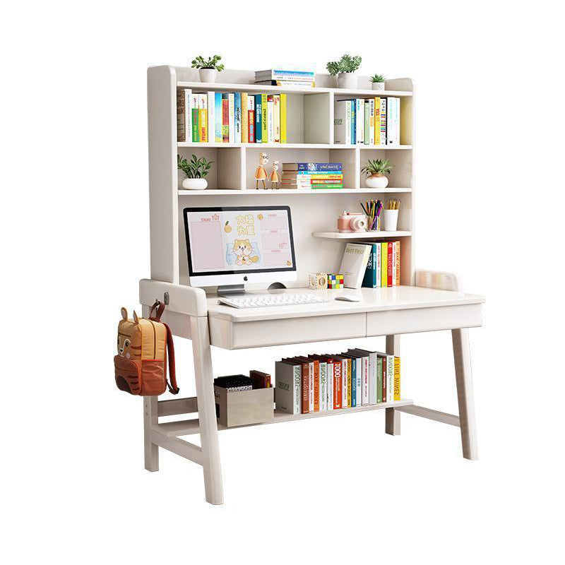 White Bahid Study Desk and Z Shape Chair Set