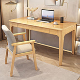 Natural Solid Wood Study Desk and Pier Chair Set