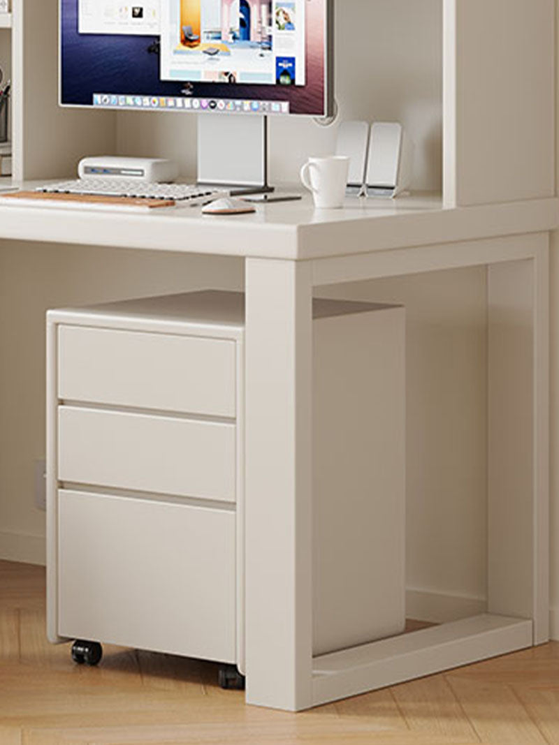 Maddie Solid Timber Study Desk with Bookshelf and Movable Side Cabinet