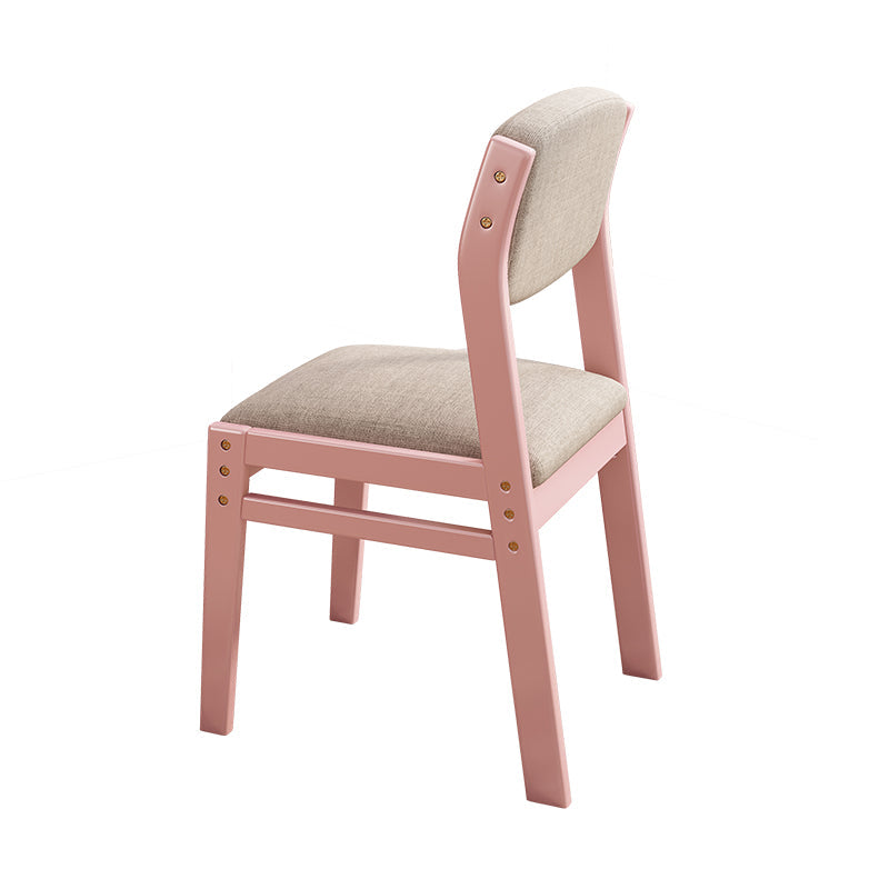 Selee Height-Adjustable Solid Timber Z Shape Dining Chair /Rubberwood/Cotton and Linen/Pink