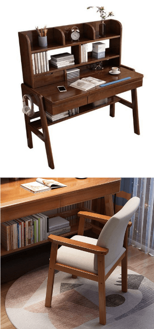 Walnut Avelinn Study Desk and Pier Chair Set