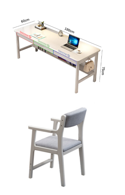 White Lynard Study Desk and Sinoa Chairs Set
