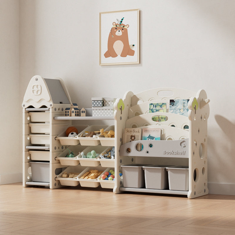 Three-Column Treehouse-Themed Kids Storage Rack – Multi-Layer Toy and Book Organizer
