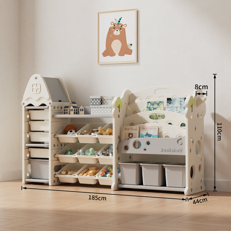 Three-Column Treehouse-Themed Kids Storage Rack – Multi-Layer Toy and Book Organizer