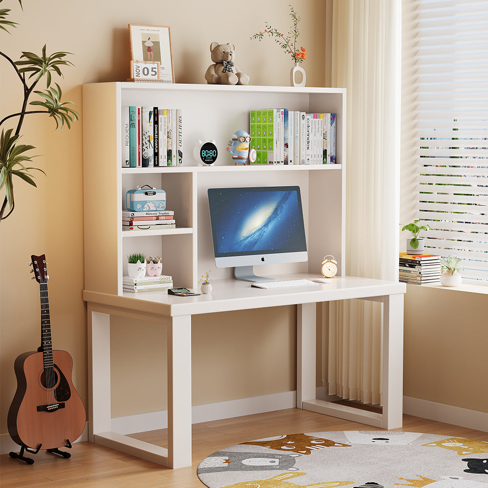 Maddie Solid Timber Study Desk with Bookshelf and Movable Side Cabinet