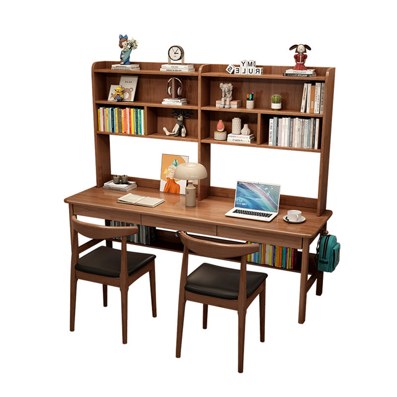 Walnut Trejan Study Desk and Leo Chairs Set