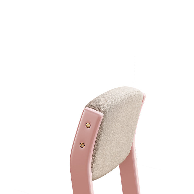 Selee Height-Adjustable Solid Timber Z Shape Dining Chair /Rubberwood/Cotton and Linen/Pink