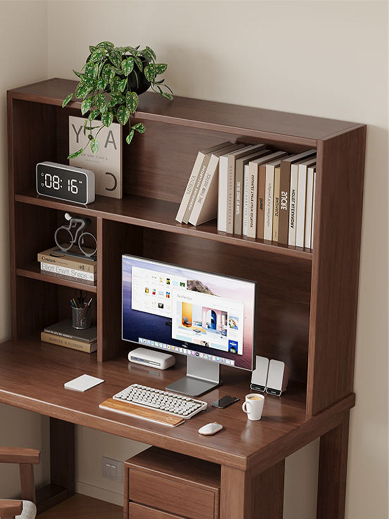 Maddie Solid Timber Study Desk with Bookshelf and Movable Side Cabinet