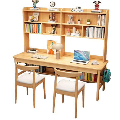 Natural Trejan Study Desk and Leo Chairs set