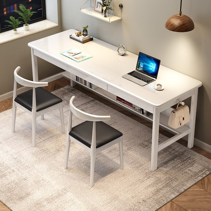 White Lynard Study Desk and Sinoa Chairs Set