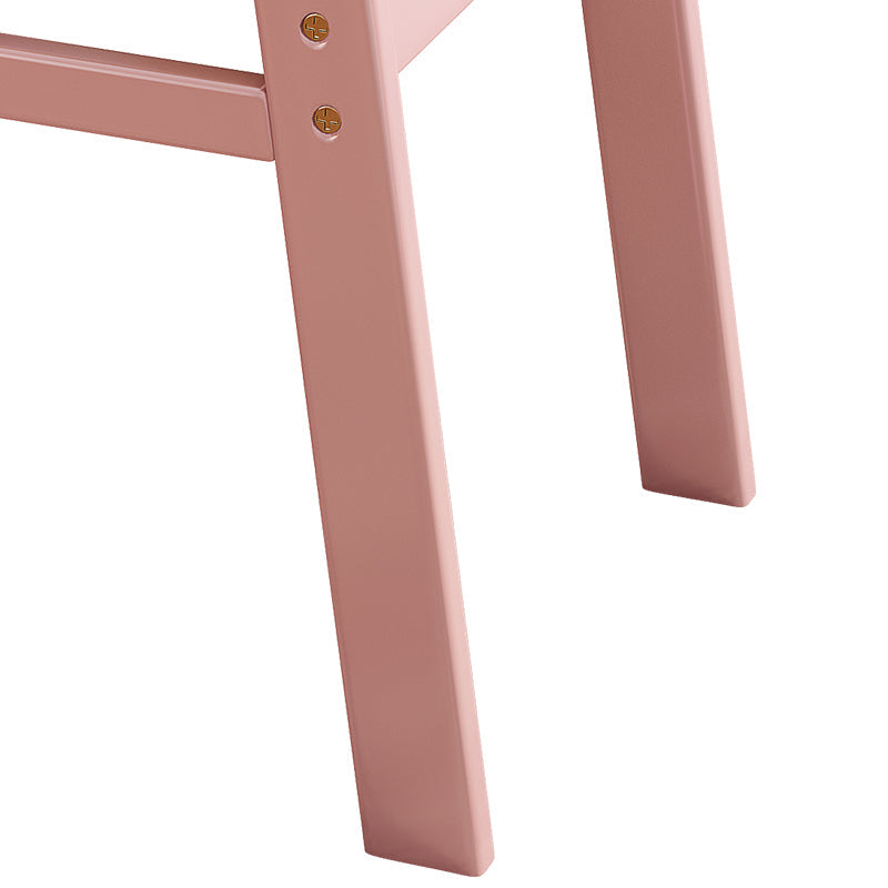 Selee Height-Adjustable Solid Timber Z Shape Dining Chair /Rubberwood/Cotton and Linen/Pink