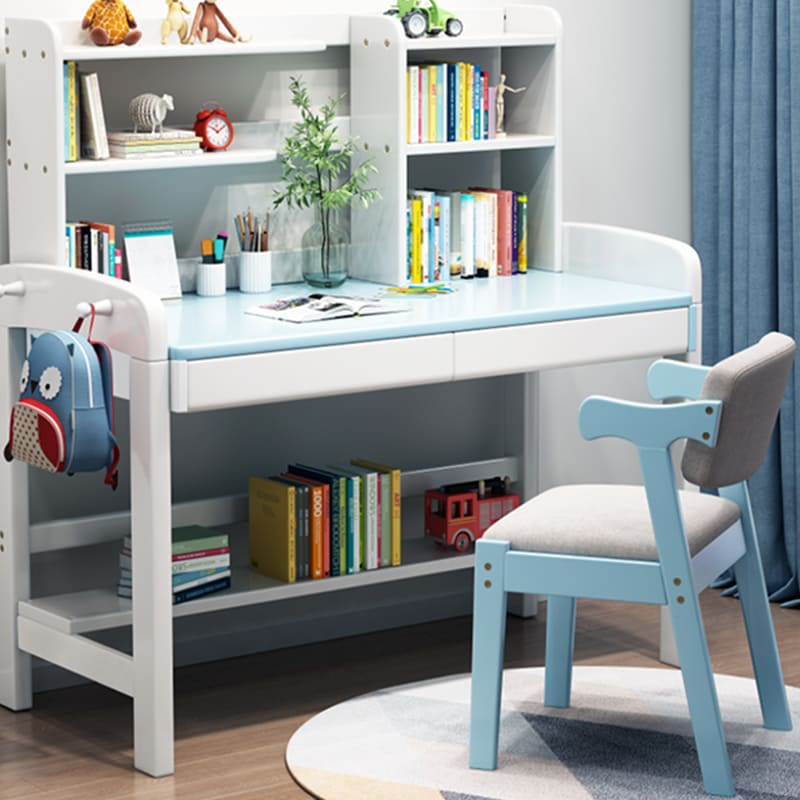 Solid Timber Z Shape Chair /Rubberwood/Cotton and Linen/Blue