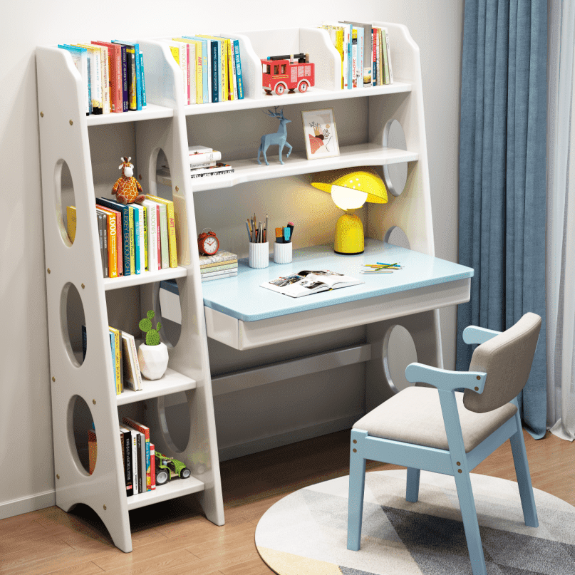 Blue Bryla Study Desk and Z Shape Chair Set