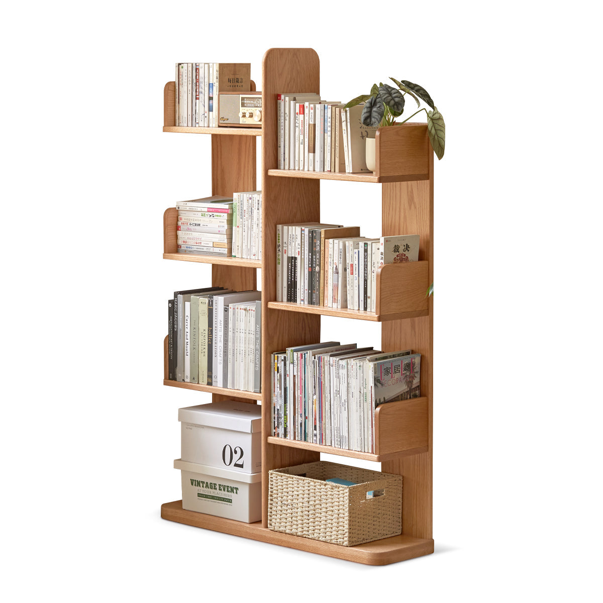 FSC Certified Solid American Oak Floor Bookshelf/Media Storage Shelves 64cm/80cm/100cm