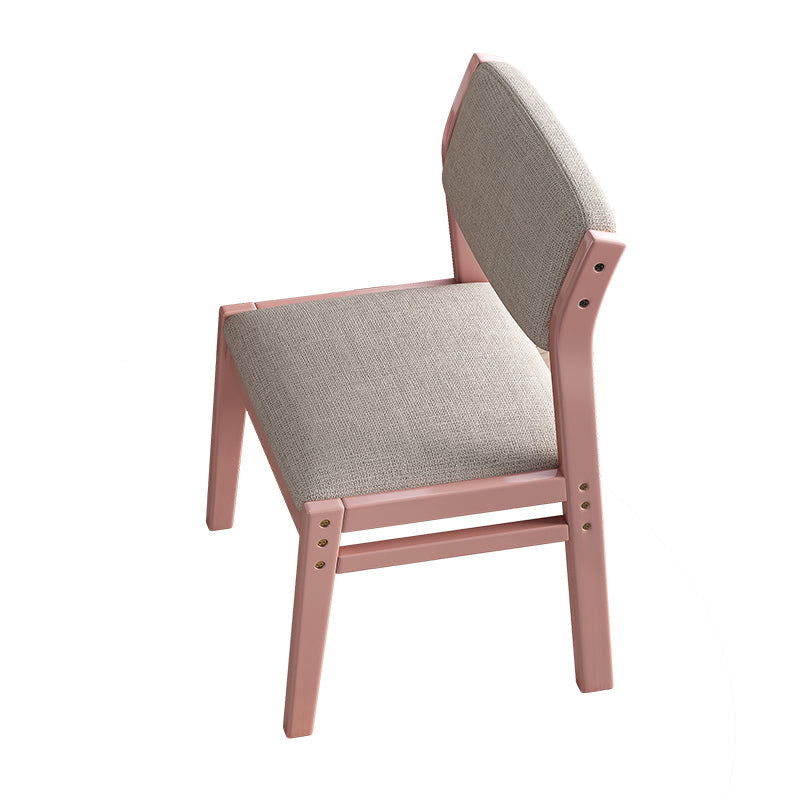 Selee Height-Adjustable Solid Timber Z Shape Dining Chair /Rubberwood/Cotton and Linen/Pink