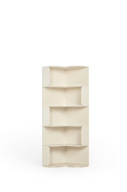 Space Saving Engineered Wood Corner Bookcase/Storage Shelves in Cream White