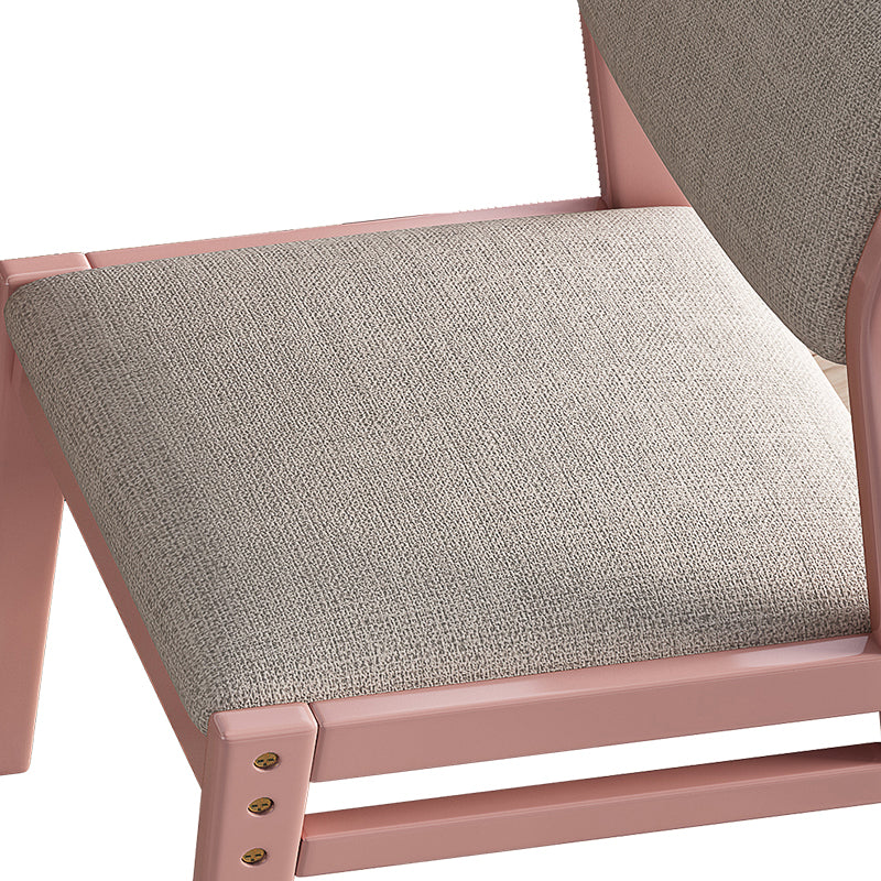 Selee Height-Adjustable Solid Timber Z Shape Dining Chair /Rubberwood/Cotton and Linen/Pink