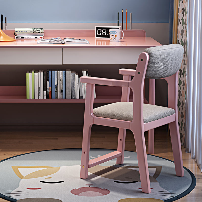 Sinoa Pink Solid Timber Study Chair /Rubberwood/Cotton and Linen