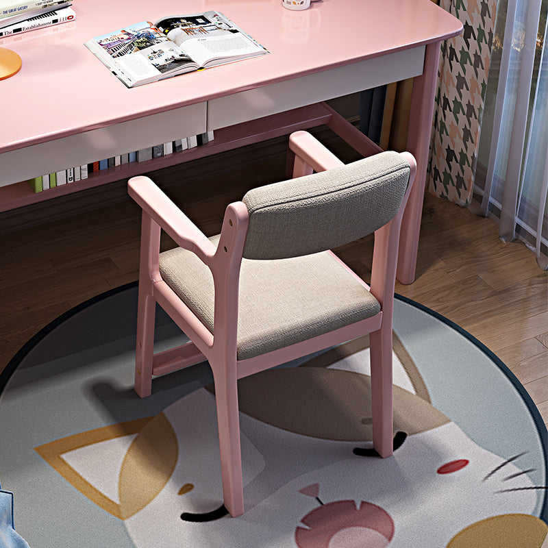 Sinoa Pink Solid Timber Study Chair /Rubberwood/Cotton and Linen