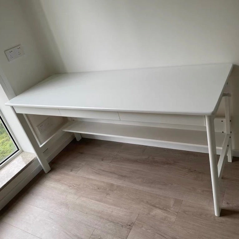 White Lynard Study Desk and Sinoa Chairs Set