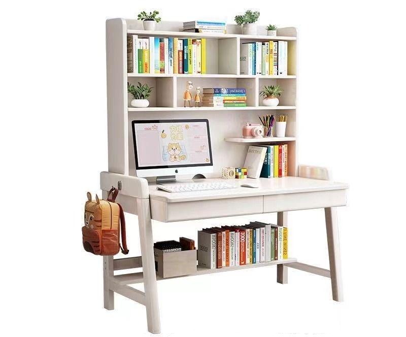 White Bahid Study Desk and Z Shape Chair Set