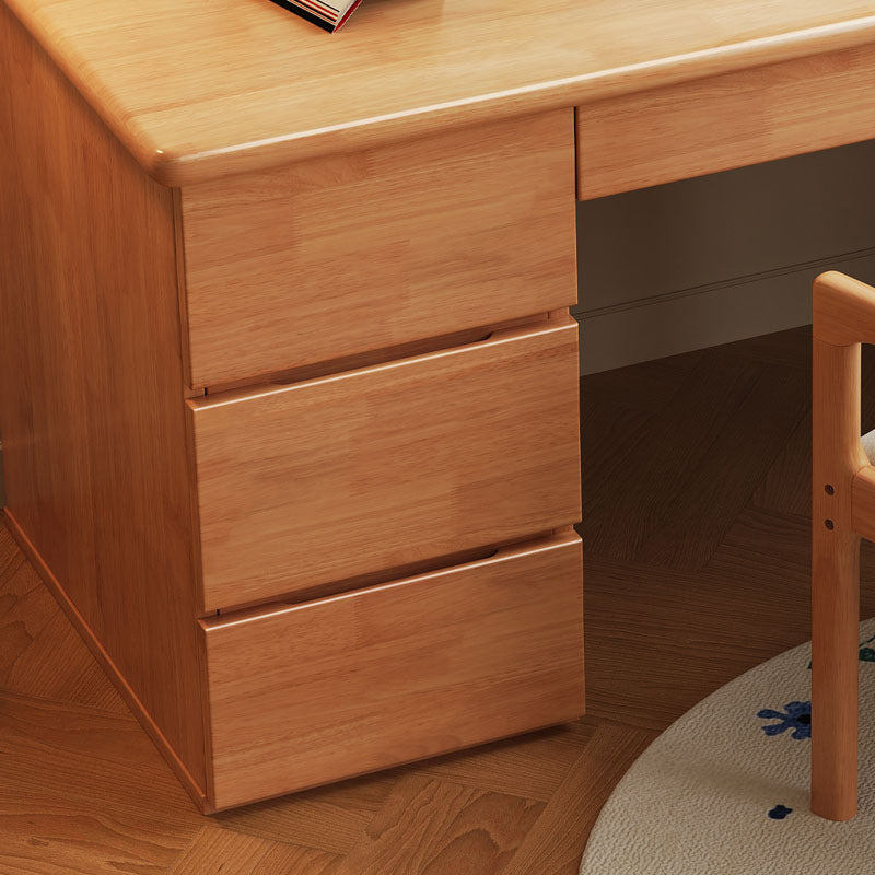 Classic Natural Wood Desk with 3-Drawer Side Cabinet