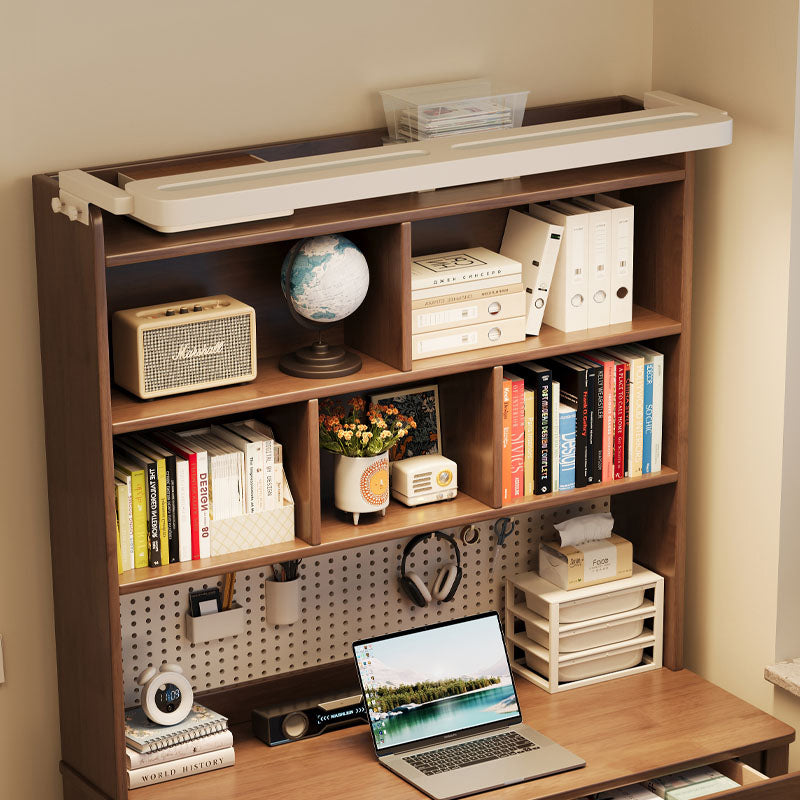 Putnam Solid Timber LED Light Study Desk with Bookshelf and Storage