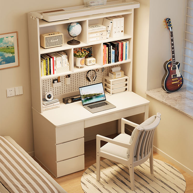 Putnam Solid Timber LED Light Study Desk with Bookshelf and Storage