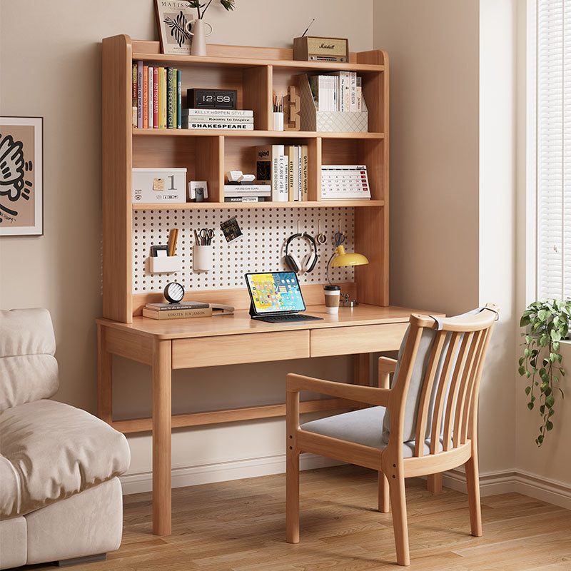 Haven Solid Timber LED Light Study Desk with Bookshelf and Storage 120cm