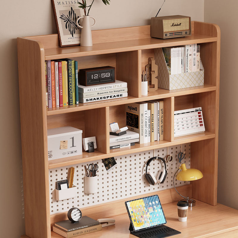 Haven Solid Timber LED Light Study Desk with Bookshelf and Storage 120cm