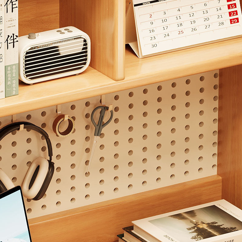 Haven Solid Timber LED Light Study Desk with Bookshelf and Storage 120cm