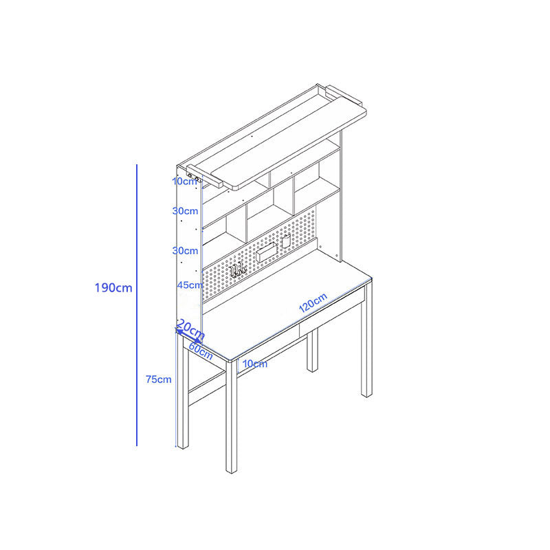 Haven Solid Timber LED Light Study Desk with Bookshelf and Storage 120cm