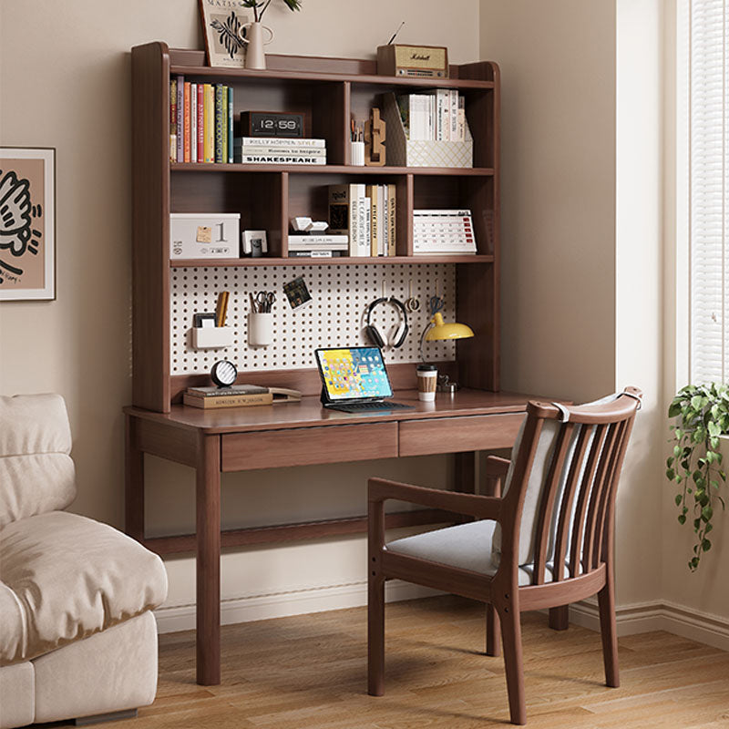 Haven Solid Timber LED Light Study Desk with Bookshelf and Storage 120cm