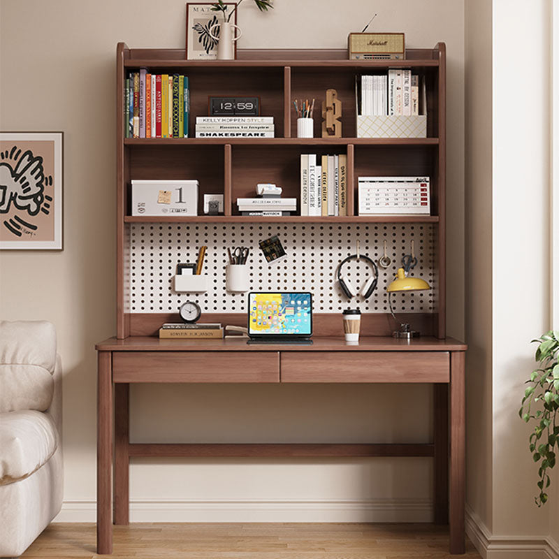 Haven Solid Timber LED Light Study Desk with Bookshelf and Storage 120cm