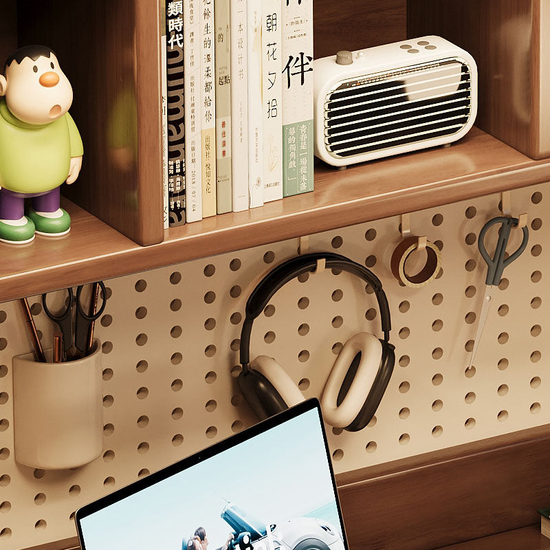 Haven Solid Timber LED Light Study Desk with Bookshelf and Storage 120cm