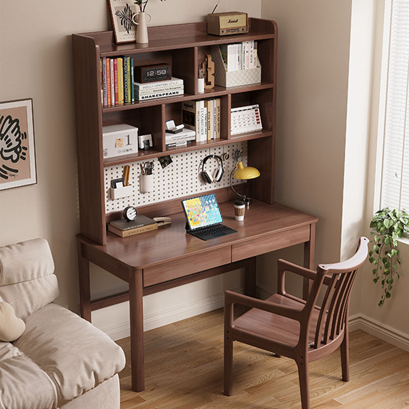 Haven Solid Timber LED Light Study Desk with Bookshelf and Storage 120cm