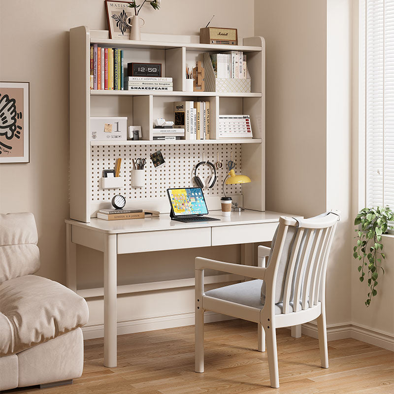 Haven Solid Timber LED Light Study Desk with Bookshelf and Storage 120cm