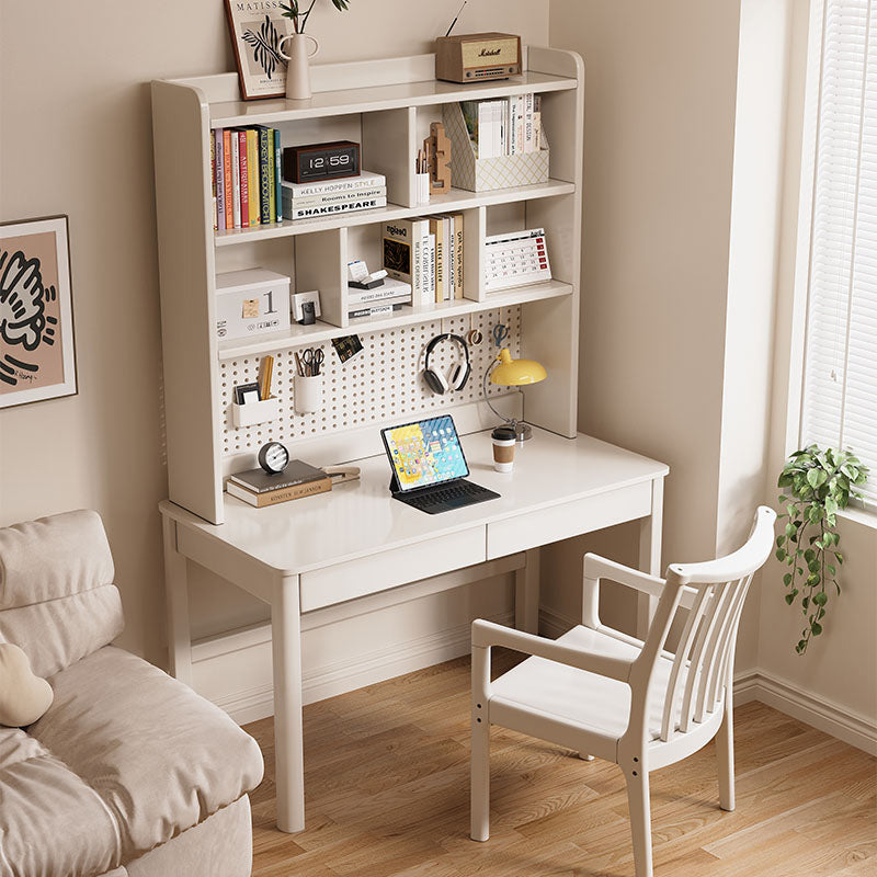 Haven Solid Timber LED Light Study Desk with Bookshelf and Storage 120cm