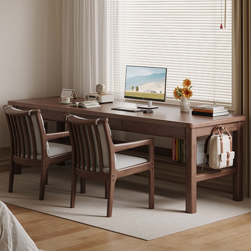 Ethan Classic Design Solid Timber Slab Study Desk with Drawers 160cm/180cm