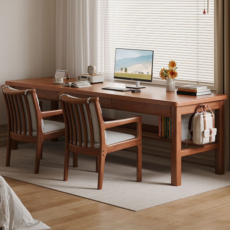 Ethan Classic Design Solid Timber Slab Study Desk with Drawers 160cm/180cm