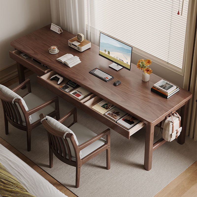 Ethan Classic Design Solid Timber Slab Study Desk with Drawers 160cm/180cm