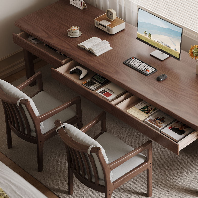 Ethan Classic Design Solid Timber Slab Study Desk with Drawers 160cm/180cm